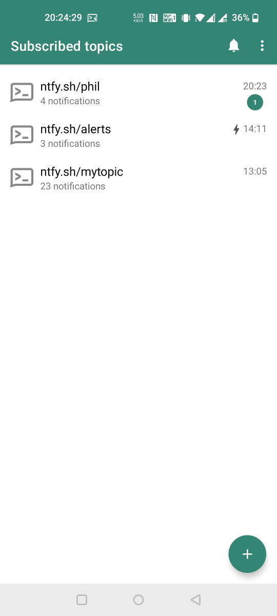 ntfy Android 客户端订阅列表